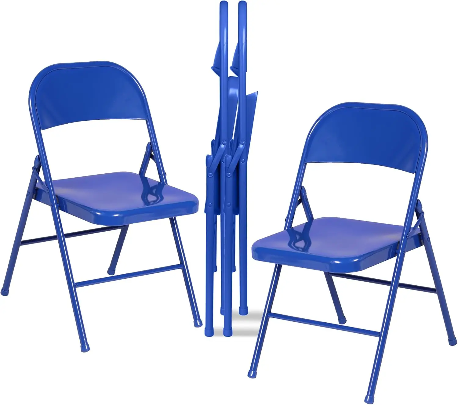 

4 Pack Metal Folding Chairs, Steel Frame with Double Hinged for Office Kitchen Dining Wedding Patio Garden, No Assembly