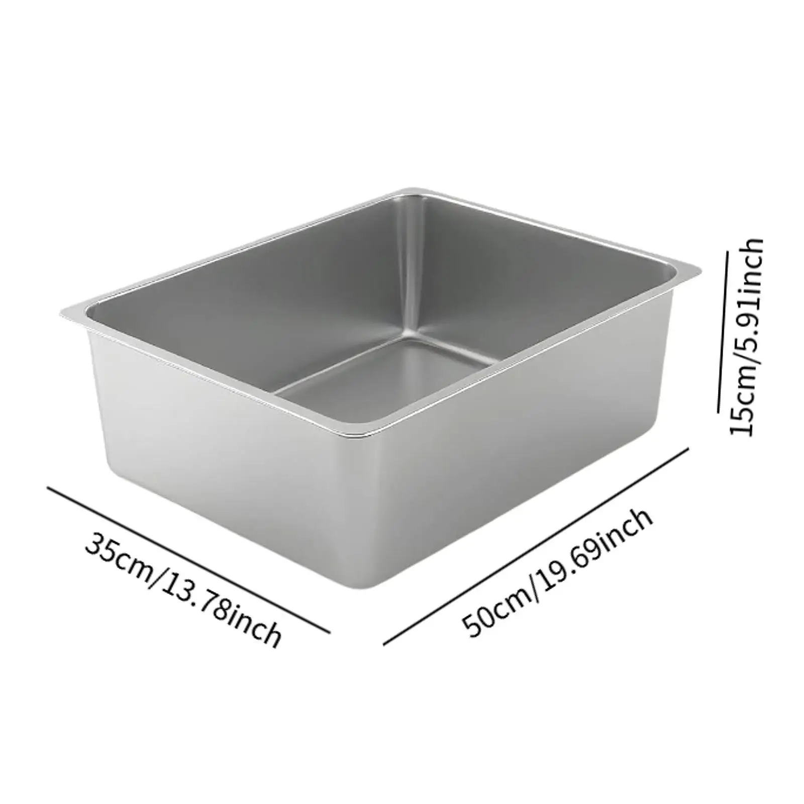 Stainless Steel Cat Litter Box with High Sided Portable Kitten Litter Pan Cat Toilet Sand Box Container for Rabbits Litter Pan