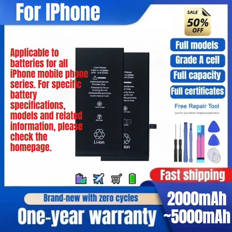 Battery for IPhone X/XS/XSM/XR/11/11Pro/11PM/12/12mini/12Pro/12PM/13/13mini/13Pro/13PM/14/14P Replacement Bateria with Tools
