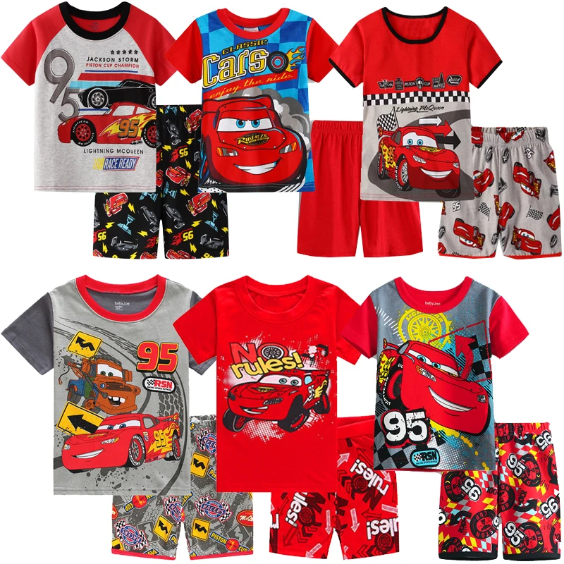 Neue Sommer Kinder Pyjamas Kinder Nachtwäsche Baby Set Jungen Mädchen Autos kurzarm Pyjamas Baumwolle Nachtwäsche Kleidung Pyjamas Sets