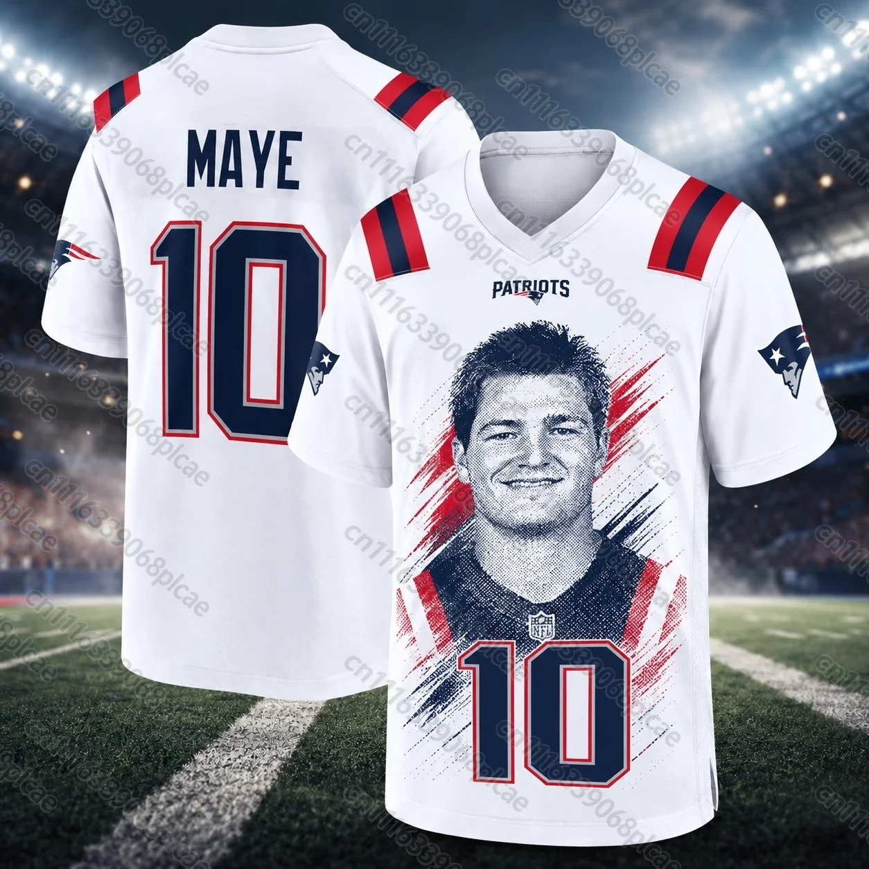Patriot No.10 Double-sided 3D Printed Football Jersey, Men's Short Sleeved, Breathable Bird's-eye View Tennis Fan Family Style