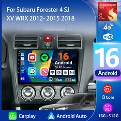 Android 16 Carplay Car Radio Multimedia Player For Subaru Forester 4 SJ XV WRX 2015 2016 - 2018 Autoradio 2din Stereo Head Unit