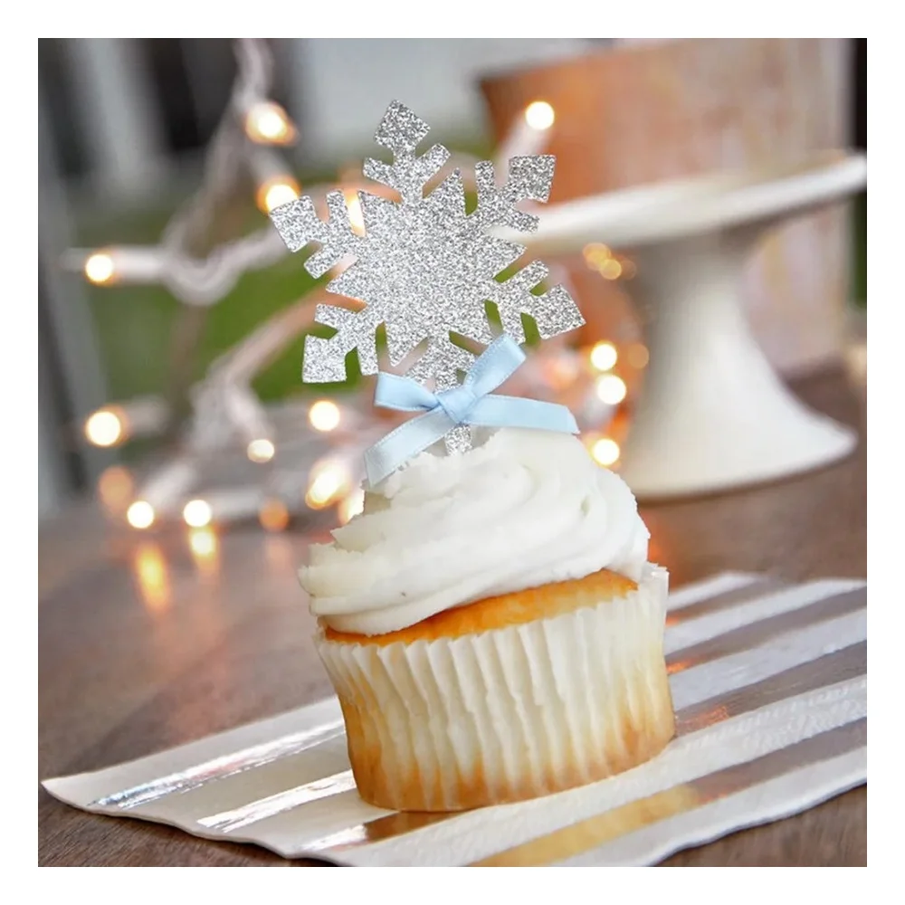 

Personalized Glitter Snowflake Cupcake Toppers, Food Toothpicks, Christmas Dessert Toothpicks, Custom Cake Toppers, 2020