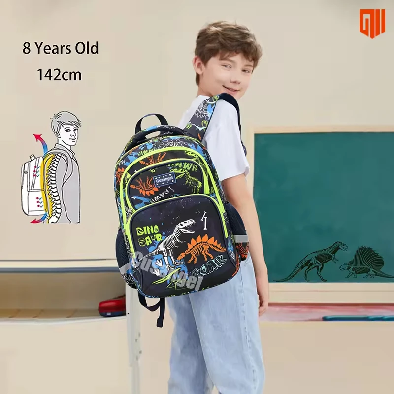 AOK School Bag For Boys 7 To 10 Year Primary Students Backpack Luminous Dinosaur Cartoon Bag Backpacks Kids Mochilas