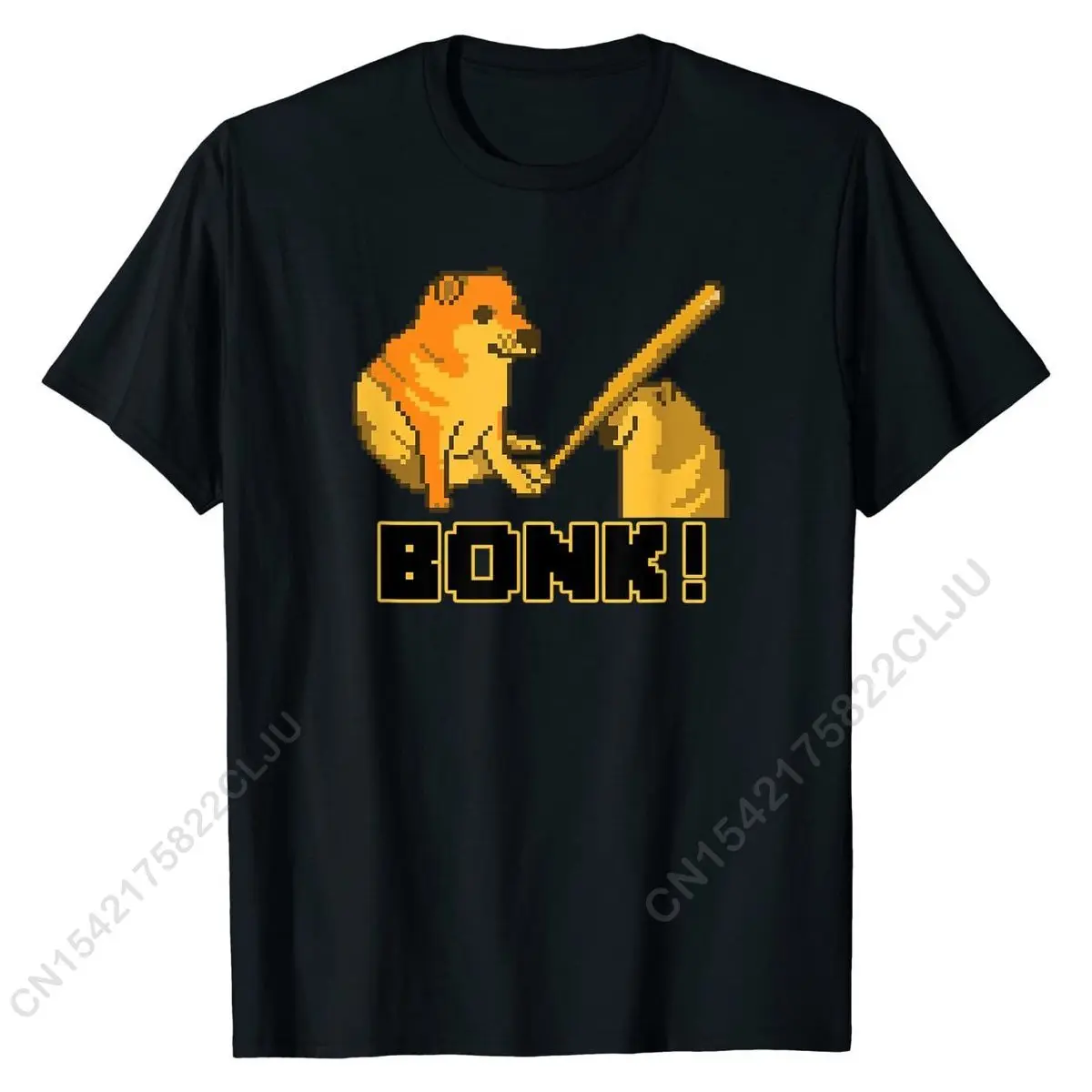 Pixel Art Cheems Bonk Meme เสื้อยืดออกแบบกราฟิก Tops Tees ฝ้าย T เสื้อสำหรับชายปกติ