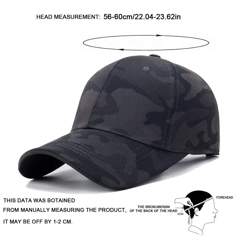 Unisex Einfache Camouflage-Baseballkappen für Frühling und Herbst, verstellbare Freizeithüte für den Außenbereich, Sonnenschutzhut, Sport-Golfkappe – Detail 5