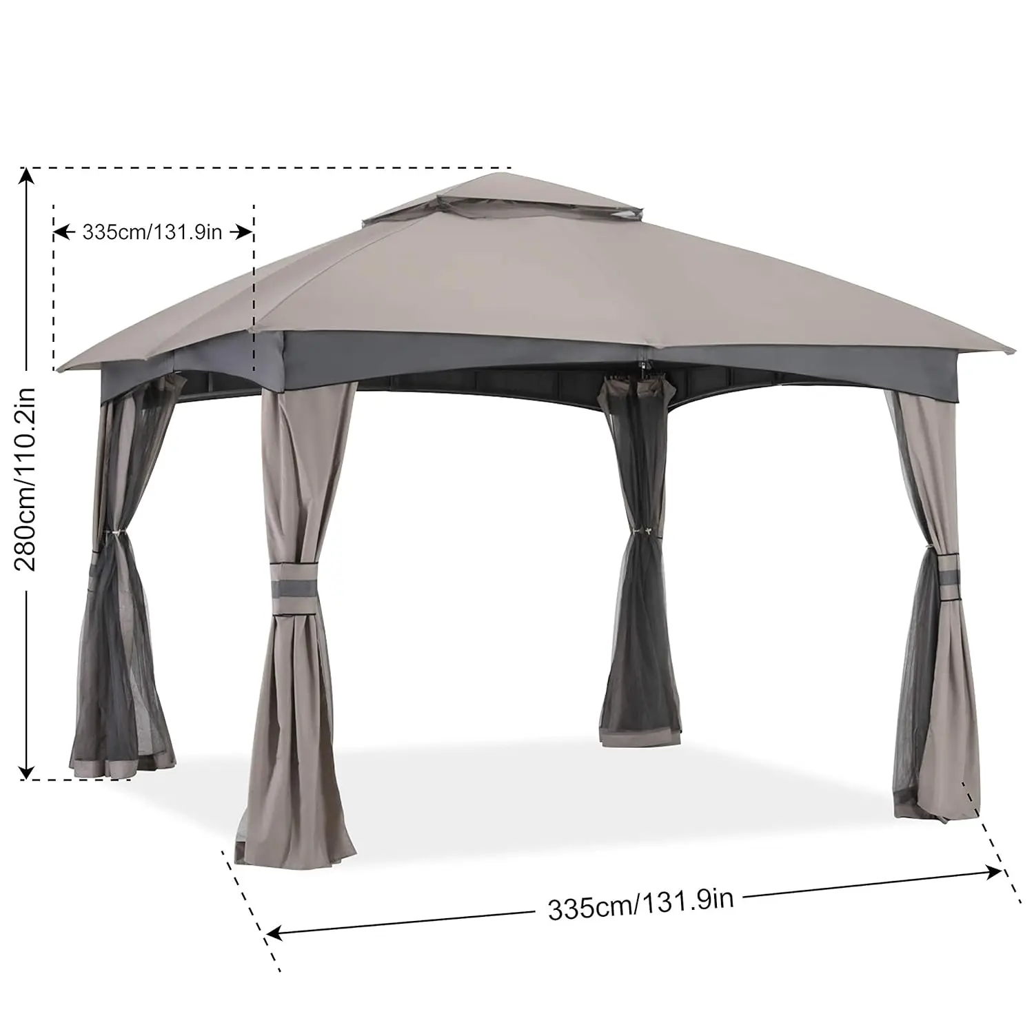 10x10 Patio Gazebo with Mosquito Netting 4