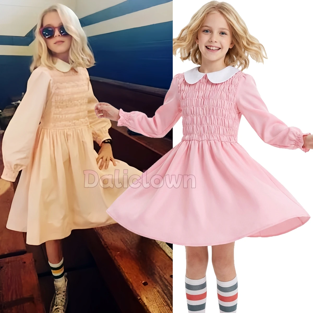 eleven stranger things pink dress Eleven's Cosplay For Doll Collar The pink Brother Eleven CosPlay? Stranger Things