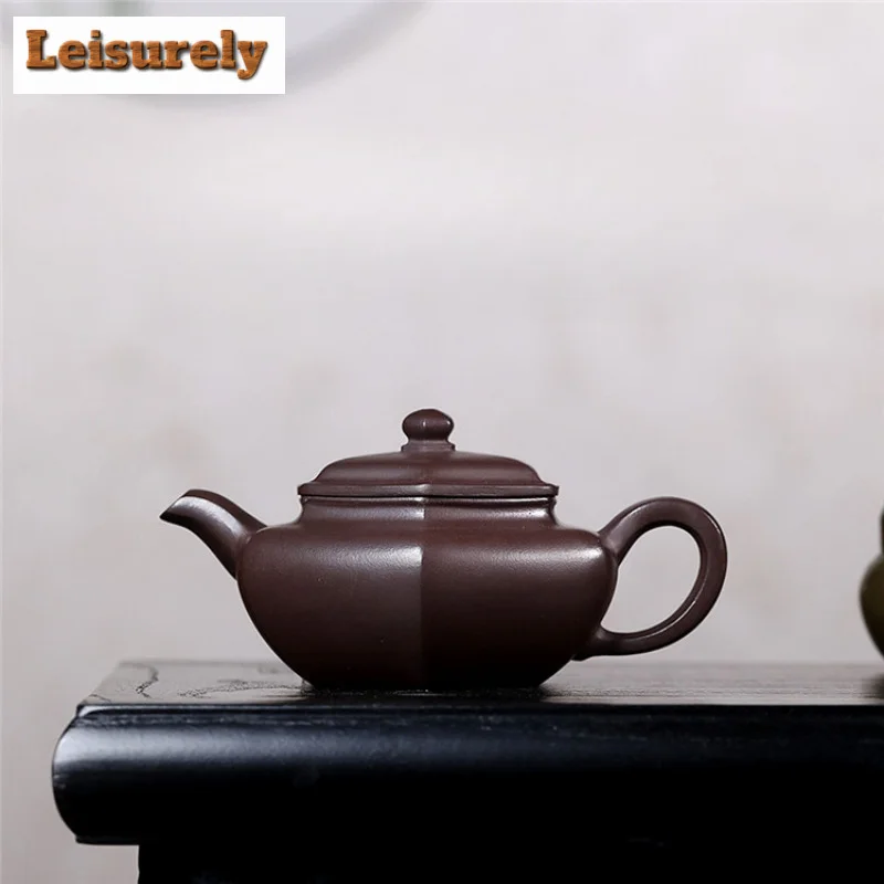 

220ml Boutique Yixing Purple Clay Teapot Famous Artists Handmade Hexagonal Pot Raw Ore Purple Mud Kettle Zisha Tea Set Cha Craft