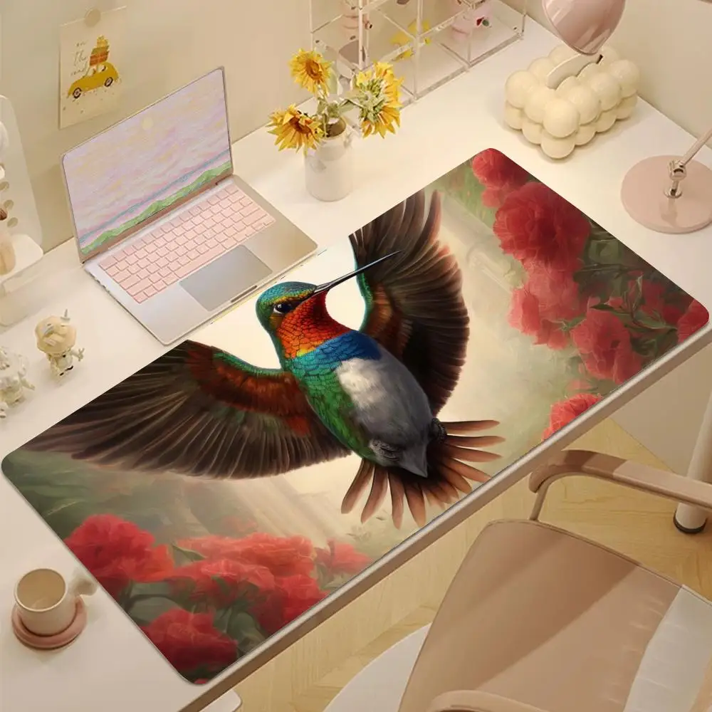 

art hummingbird Mouse Pad Tablet mouse Pad Laptop xl desktop mouse pad, cute HD Rainbow Gaming keyboard pad, csgo Player, 90x40
