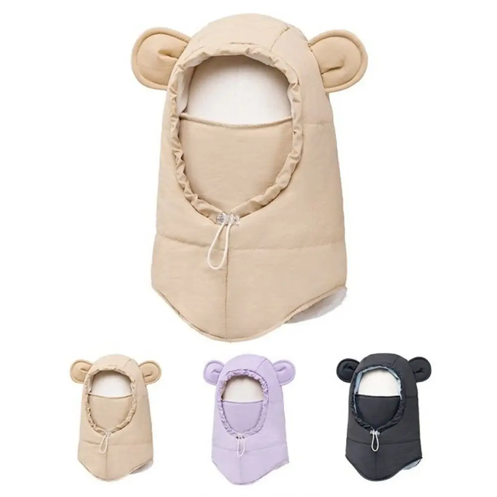 Moda urso orelha crianças chapéus de inverno engrossado manter quente proteção de orelha boné à prova de vento crianças cachecol com capuz conjunto ao ar livre