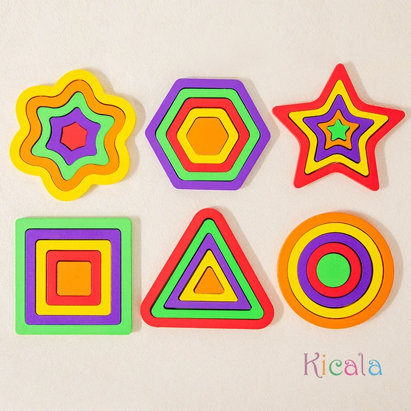 Holz Kleinkind Geometrische Form Passenden Puzzle Kombination Set Farbe Erkenntnis Form Denken Logik Montessori Pädagogisches Spielzeug