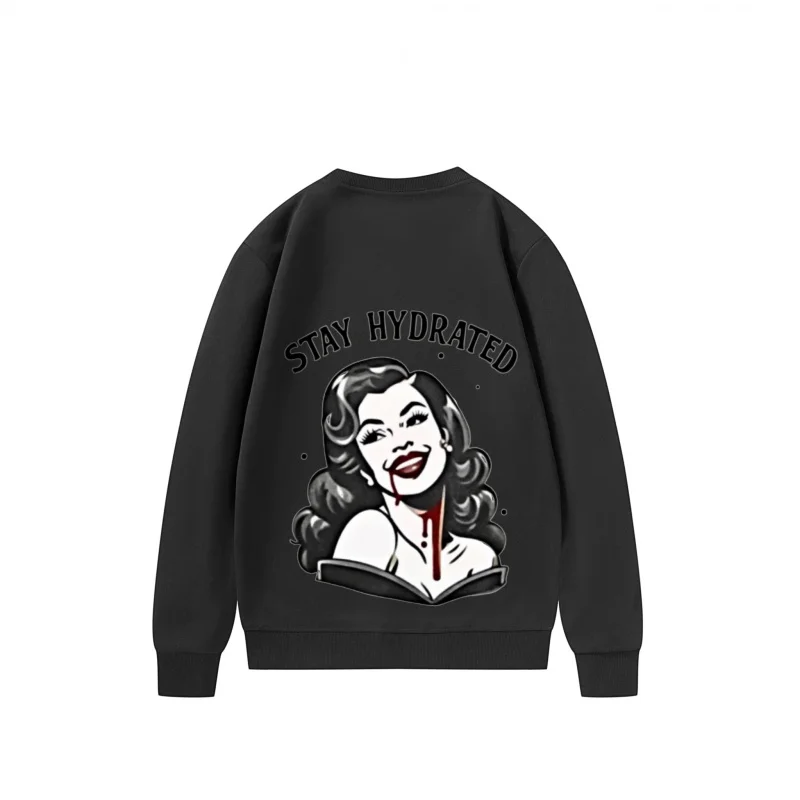 سويت شيرت رجالي Stay Hydrated Woman قراءة كتاب عمل فني تصميم ممتع طباعة قماش قابل للتنفس