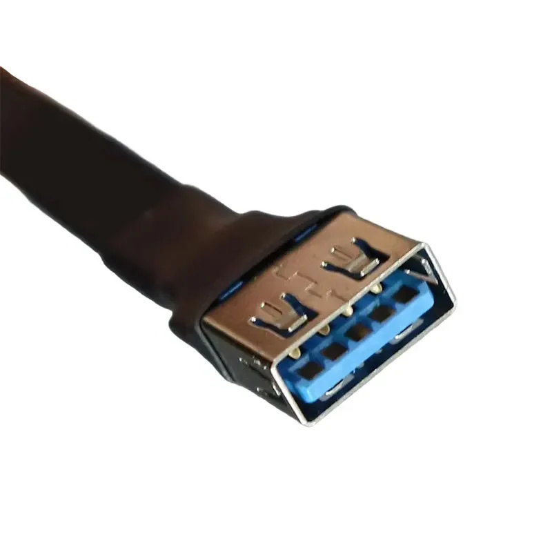 ADT-Link USB 2.0 OTG Type A إلى Micro B ذكر إلى أنثى كابل شريط مسطح مزدوج 90 ° محول تمديد الانحناء خط موصل 480 متر/بي بي إس