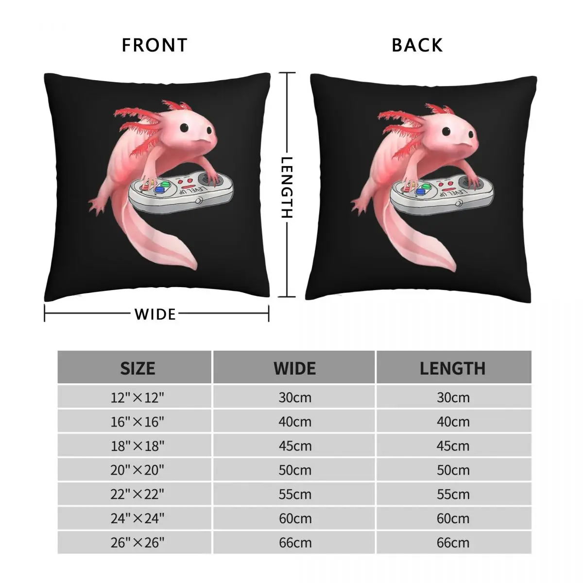 Axolotl Fish Playing Video Game Pillowcase Polyester Linen Velvet Creative Zip Decor Pillow Case Sofa Cushion Cover