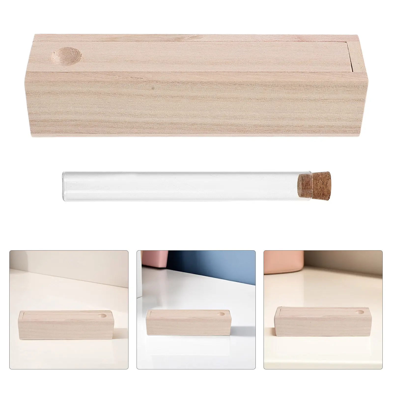 Rectangular Wooden Jewelry Box Vintage Keepsake Organizer Sliding Lid Necklace Bracelet Display Case Birthday Anniversary