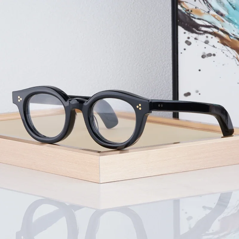 

High Quality Vintage Thick Acetate Round Glasses Japanese Handmade Frame For Men Women Designer Brand Retro Fashion Eyeglasses