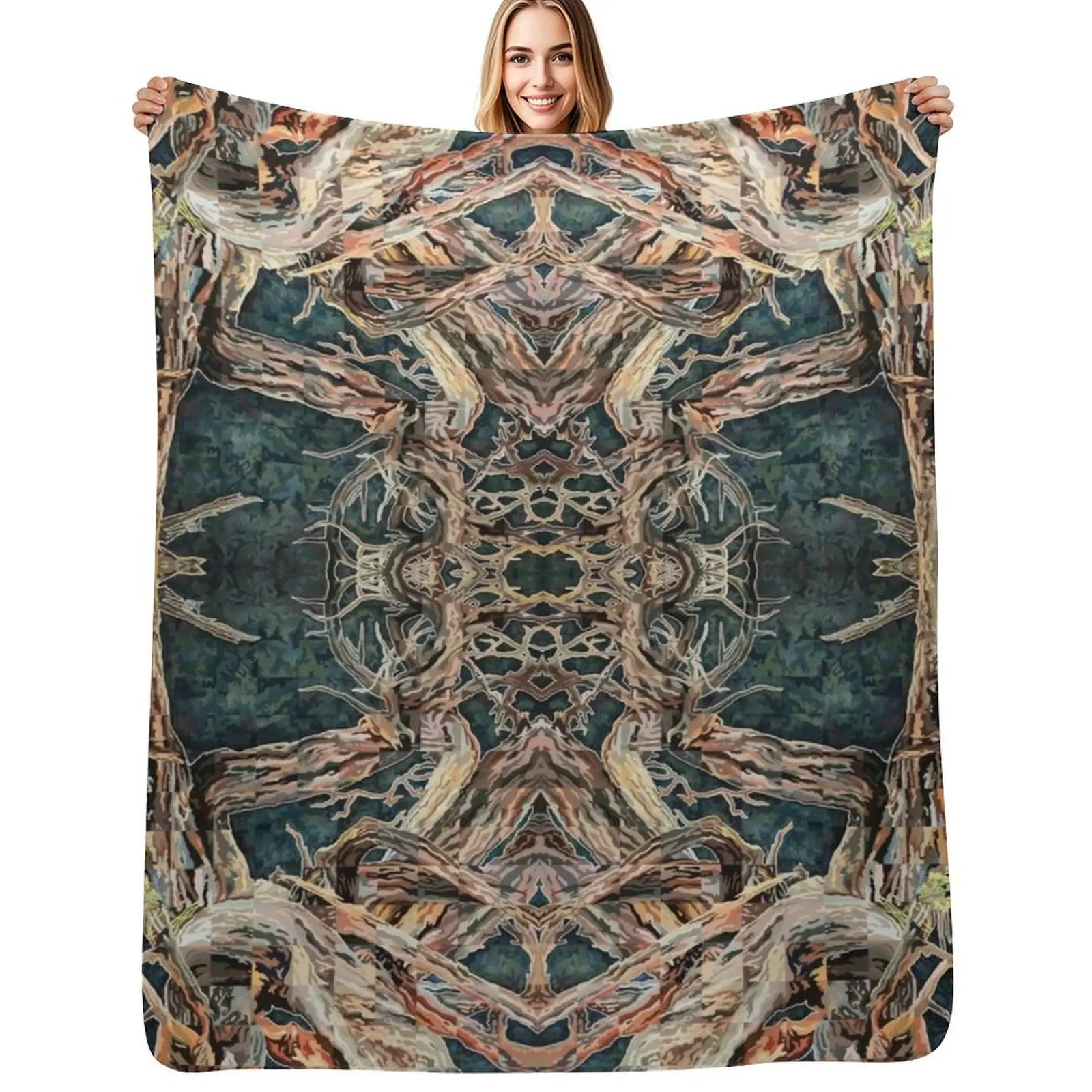 

Psychedelic Forest at Night Throw Blanket Spring Fall Cozy Throw Blanket for Couch