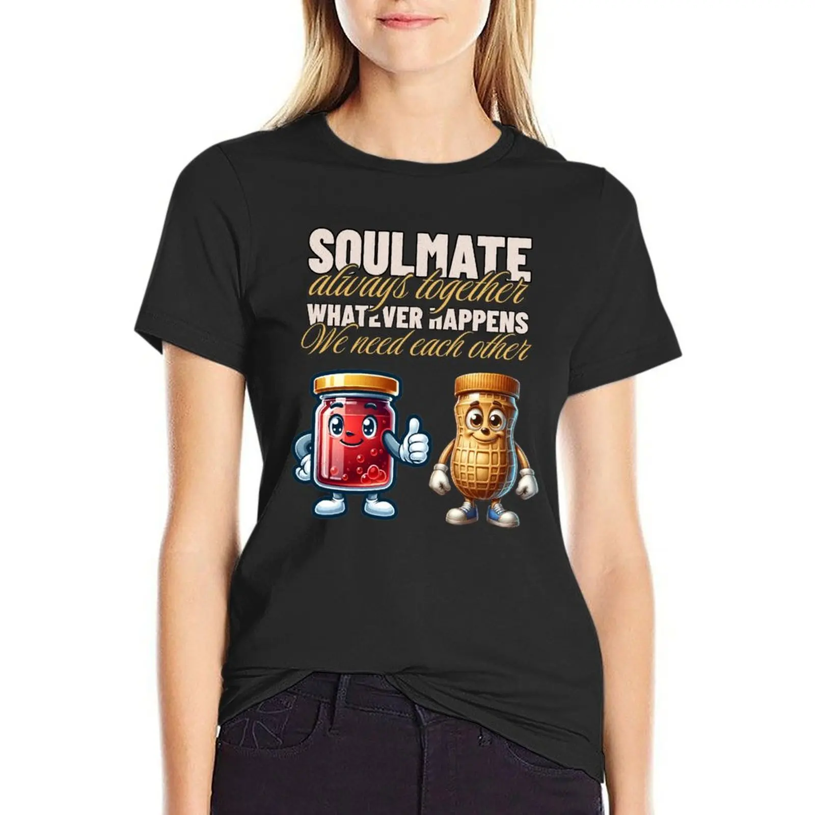 

Soulmate Peanut Butter and Jelly T-Shirt sweat Short sleeve tee vintage tshirts woman