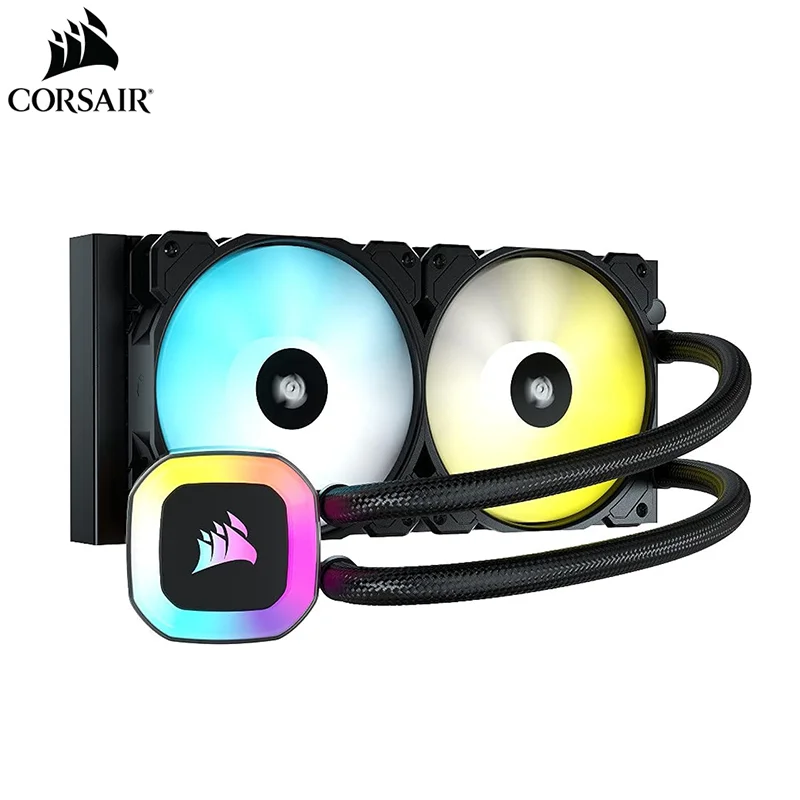 Corsair H100 RGB Liquid CPU Cooler - 240mm AIO - SP120 RGB Elite Fans - Fits Intel LGA 1200/115X/2066, AMD AM4 - Motherboard