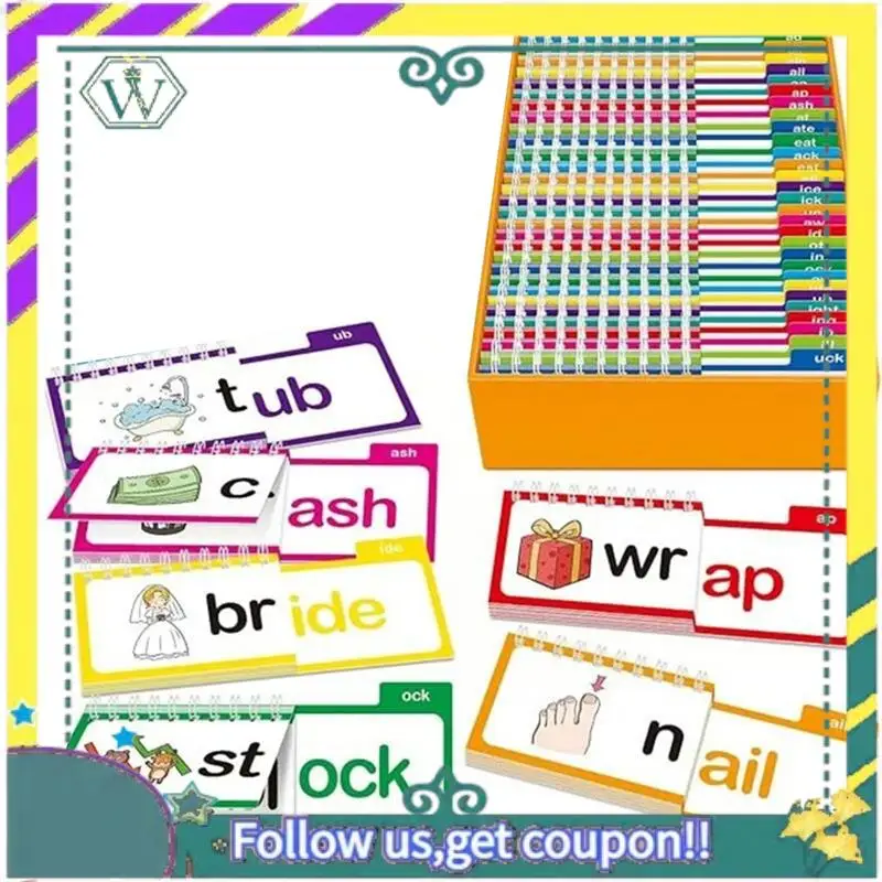 a28q-leggi-e-rima-flip-books-parole-famiglie-schede-flash-lettura-flip-book-lettera-flashcard-giochi-di-lettura-educativi