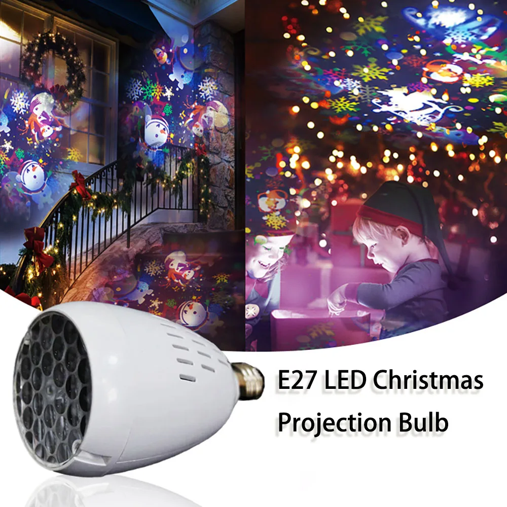 

E27 interface Christmas pattern projection light bulb LED family party wedding atmosphere light indoor Halloween light