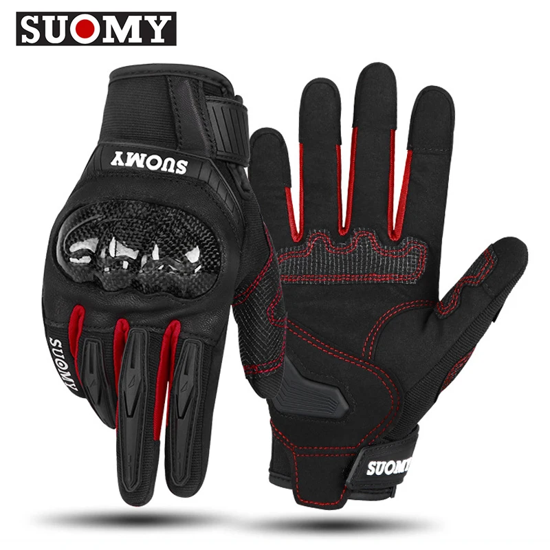 

SUOMY Motorcycle Gloves Man Full Finger Touchscreen Motocross Gloves Carbon Fiber Shell Motorbike Gloves For BMX ATV MTB Bike