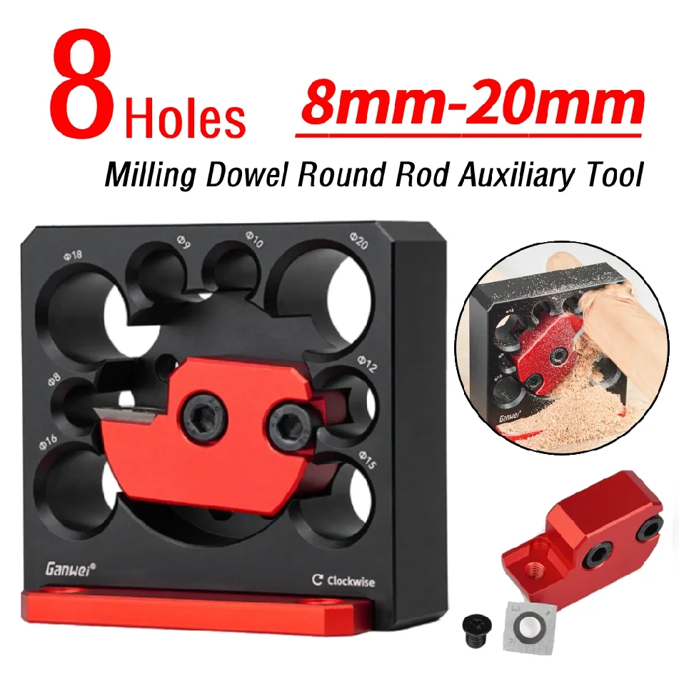 Adjustable Round Bar Round Tenon Making Tool Metric 8mm-20mm Doweling Jig with Carbide Blade Dowel Maker Compact for Woodworking