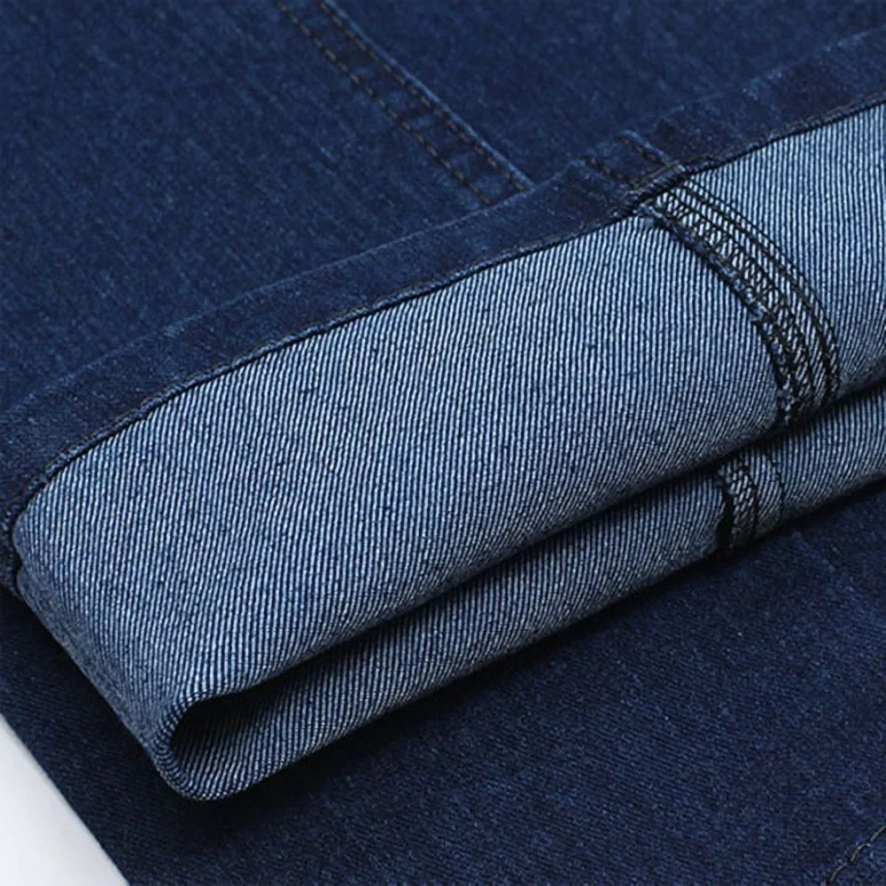 Celana Jeans regang pria, celana Denim biru gelap, celana Denim pas badan katun kualitas tinggi kasual Musim Semi dan Gugur untuk lelaki