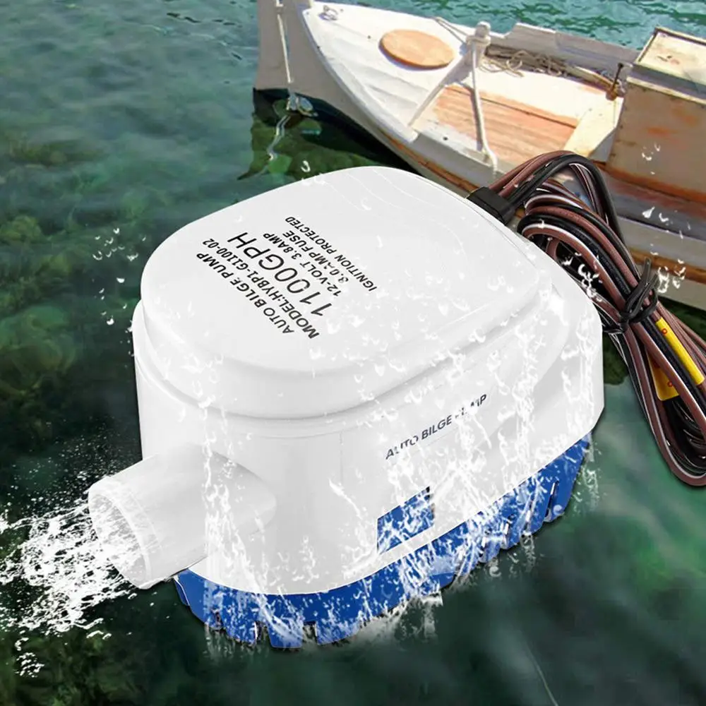 

Auto Bilge Pump 12V/24V Submersible 600-1100GPH for Marine Yacht Boat Engine Rapid Water Drainage for Boating And Marine Use