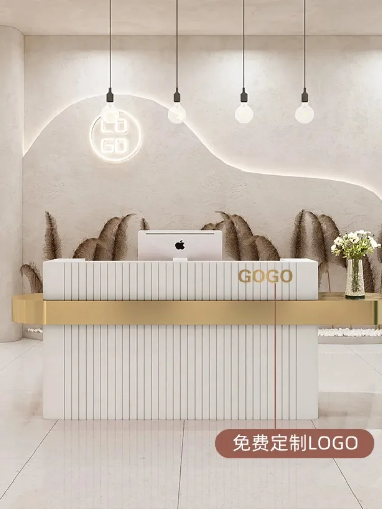 Paint Company Front Desk Reception Desk Simple Modern Clothing Store Small Checkout Page Light Luxury Beauty Salon Bar Customize