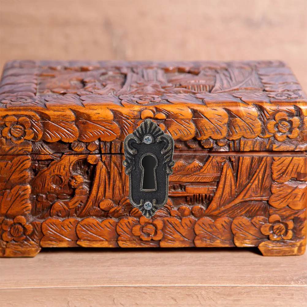 1Set Five Decorative Locks Classical Furniture Locksets Flush Mount Lock Jewelry Box Drawer Keyed Cabinet Locks