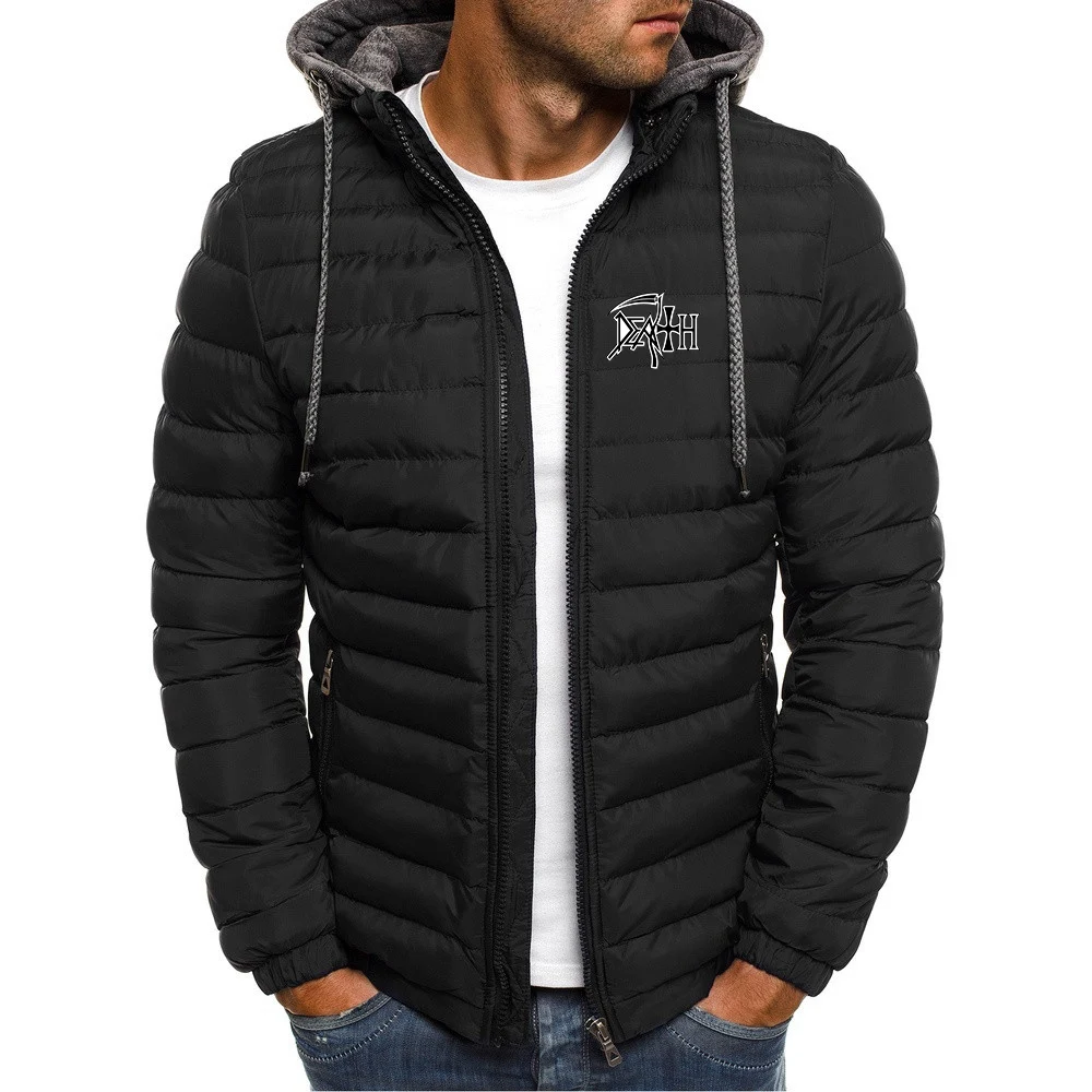 

2024 Death Rock Band Heavy Metal Men New Autumn and Winter Popular Patchwork Cotton-padded Jacket Hooded Coats Tops