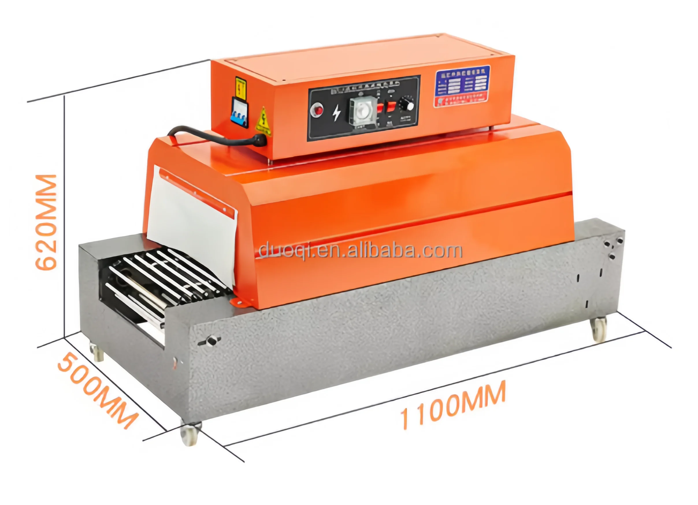 Máquina de Envasado por Termoencogimiento de Película Plástica BSX-1 2026 con Túnel de Calor y Transportador de Rodillos/Red de Hierro