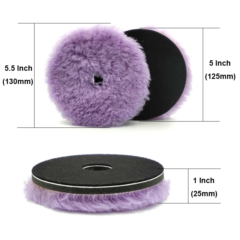 5.5/3inch Long Lambs Car Polishing Pads Woollen Buffing Pads Car Polisher Pad Foam Padding Disc for Auto Waxing Polishing Buffer