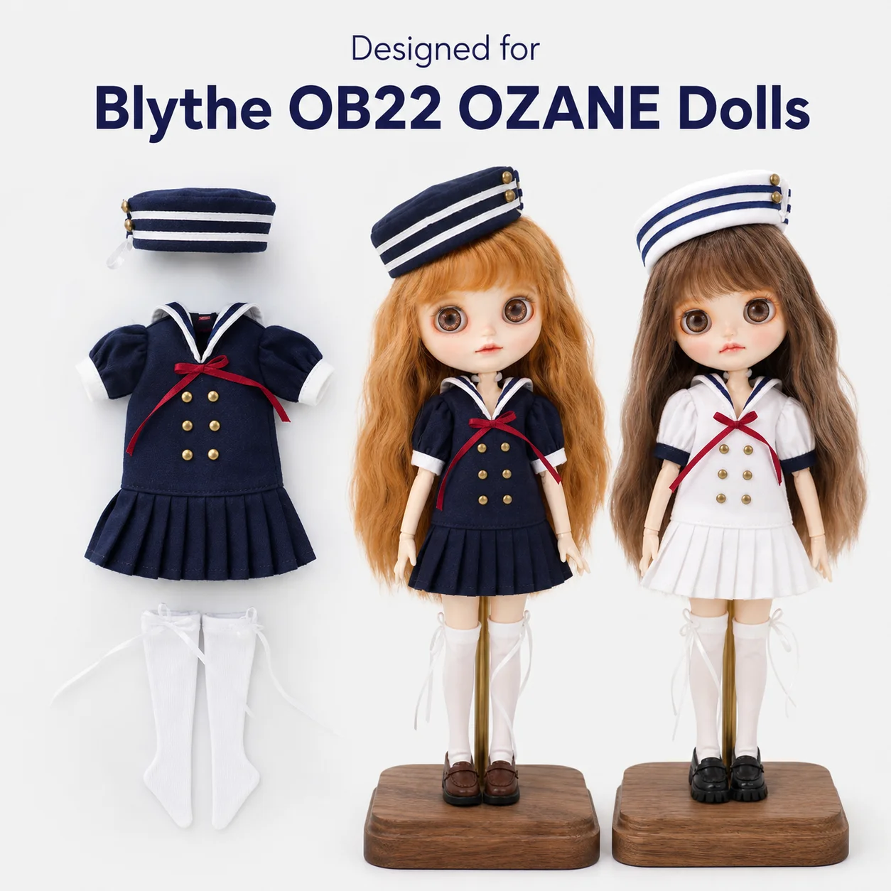 Blythe doll Clothes Accessories Navy Suit Azone Small Cloth OB22 OB24 Electrical Street doll Clothes Sea Suit Sailor Suit Set