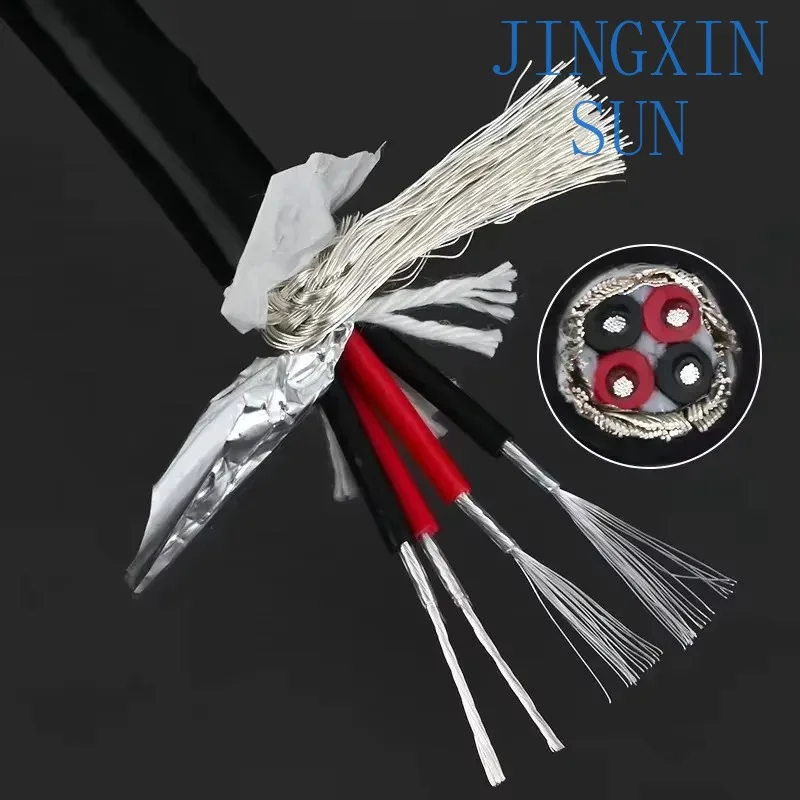 A-1077 XS-1102Ag Four Core 4N Single Crystal Pure Silver Audio Signal Line XLR Balanced Line Power Amplifier Bulk Cable OD 7MM