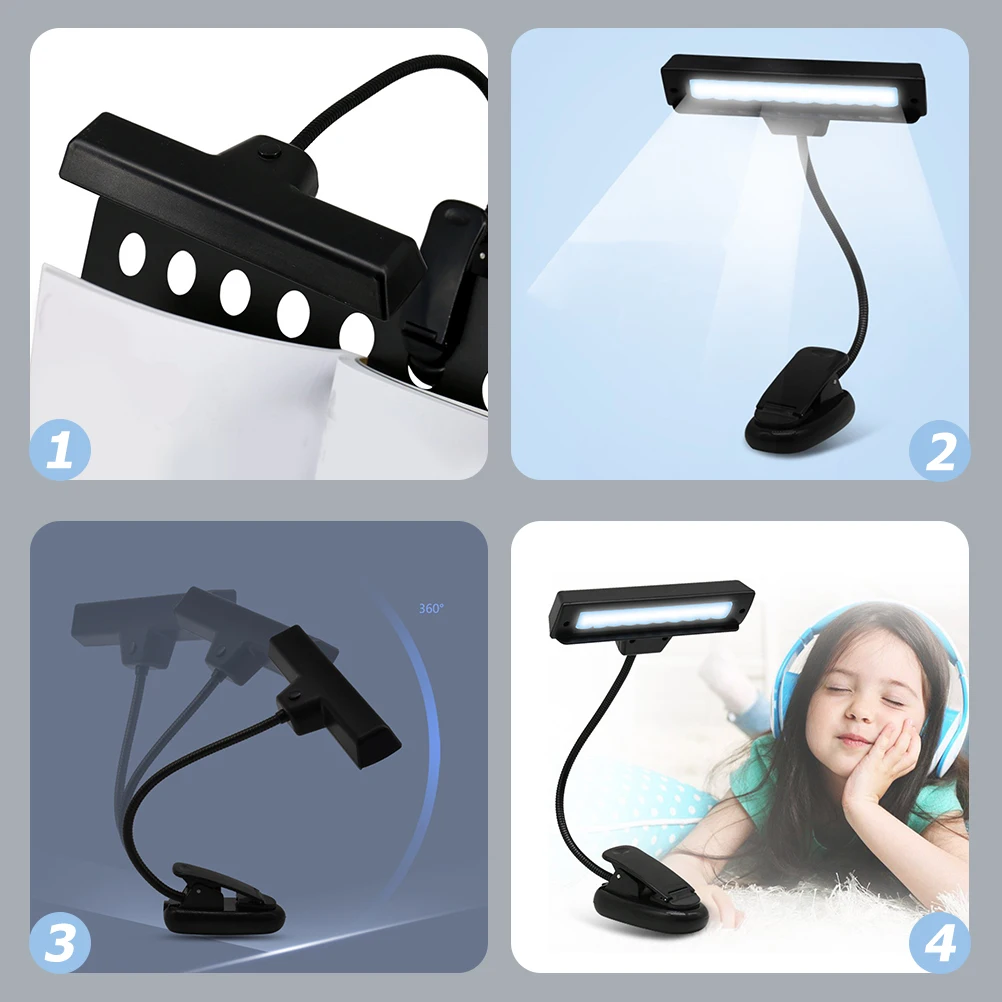 

Music Stand Light Reading Bedside Clip Lamp Clipping Type USB Charging Bedroom LED Foldable Student