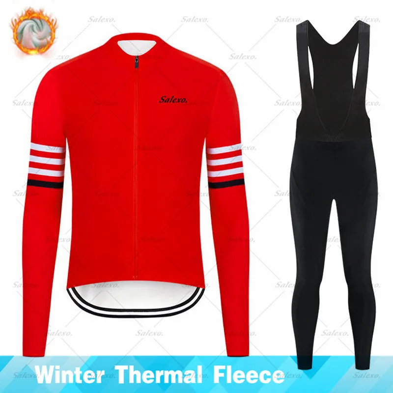 2023 Men Winter Thermal Fleece Cycling Jersey Set Racing Bike Cycling Suit Mountian Black Bicycle Cycling Clothing Ropa Ciclismo