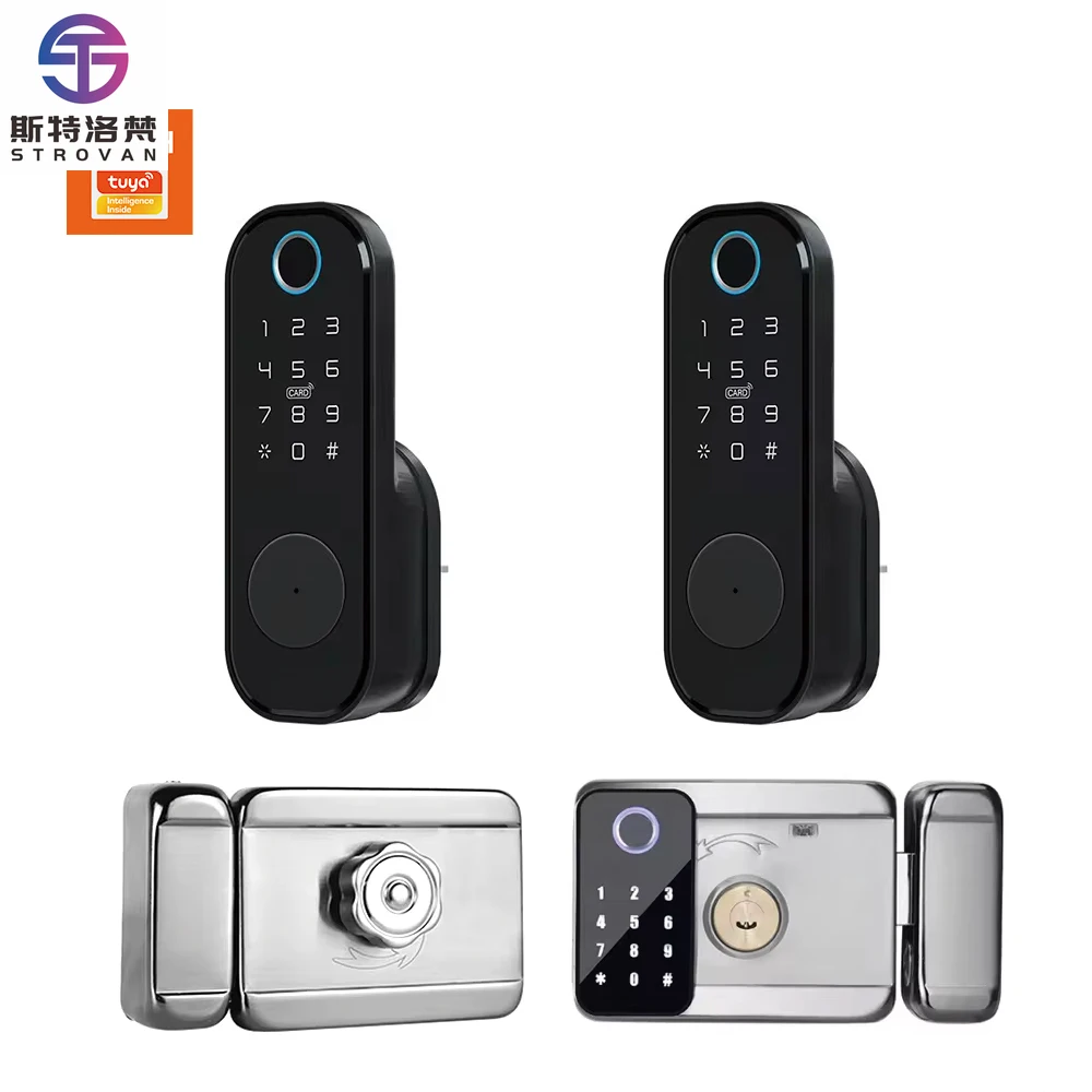 

STLF Tuya Remote Smart Door Lock With Wifi Outdoor Waterproof Double Fingerprint Lock Digital Rfid Card Code Keyless Smart Lock