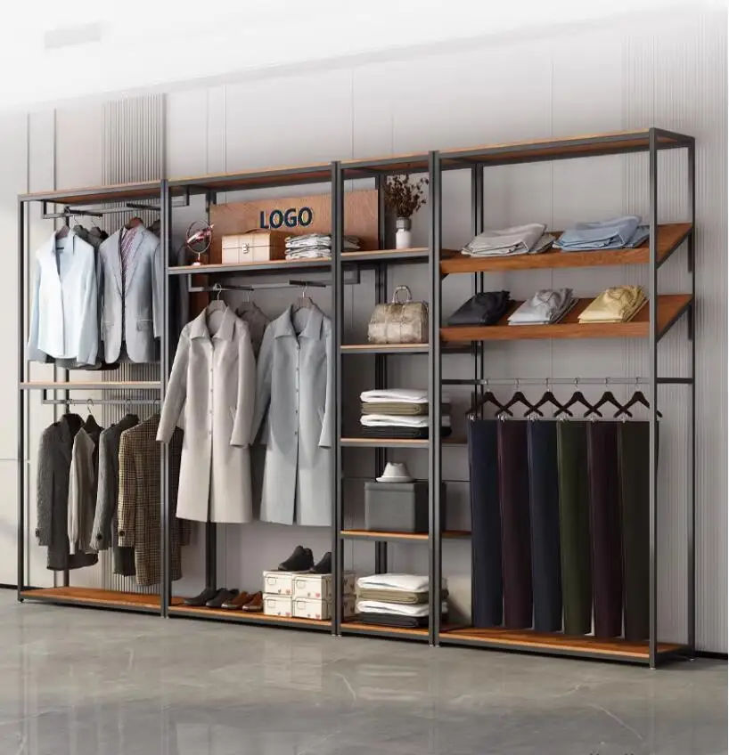 

Clothing store hangers, men's clothing store shelves, display racks, factory display cabinets, hanging hangers on the ground