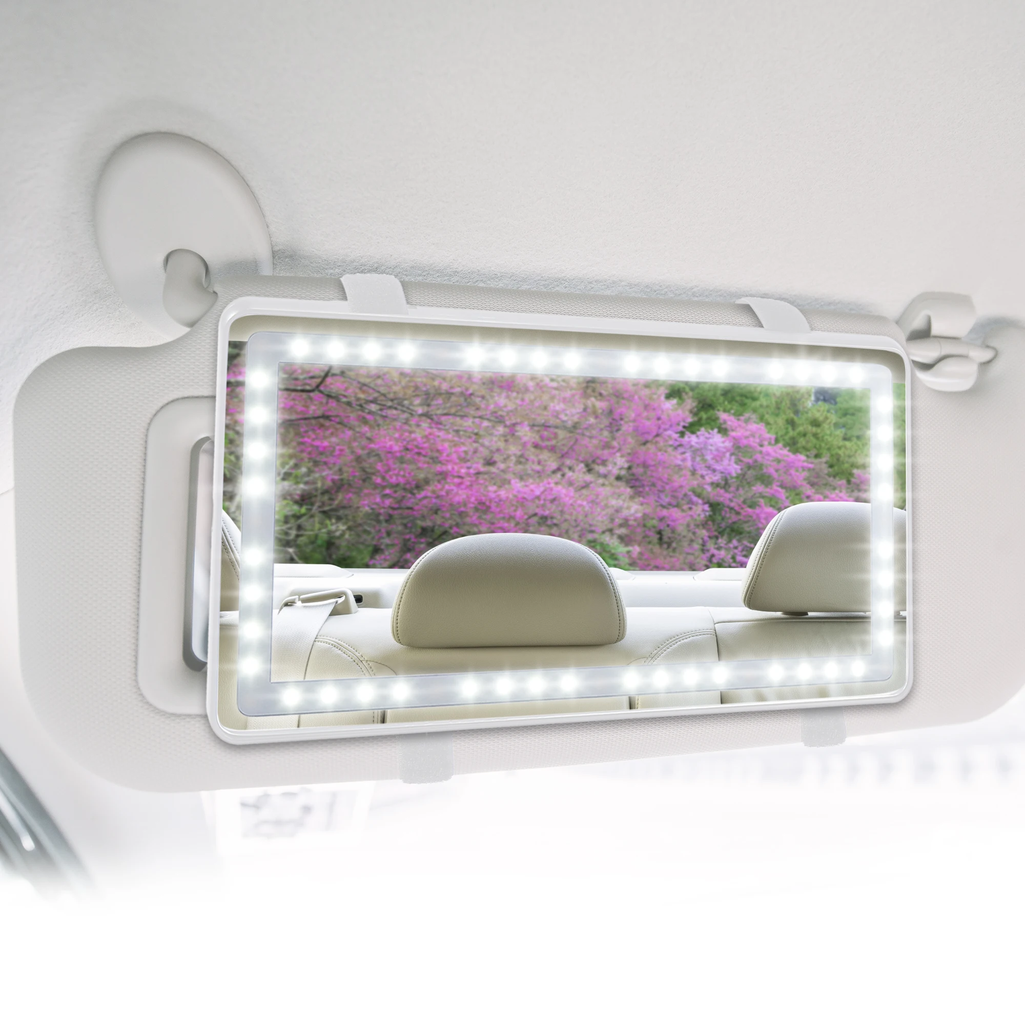 X Autohaux 10pcs Car Visor Mirror Makeup Mirror Set w/ 3 Type LED Lights Built-in Lithium Battery Touch Wholesale Dropship