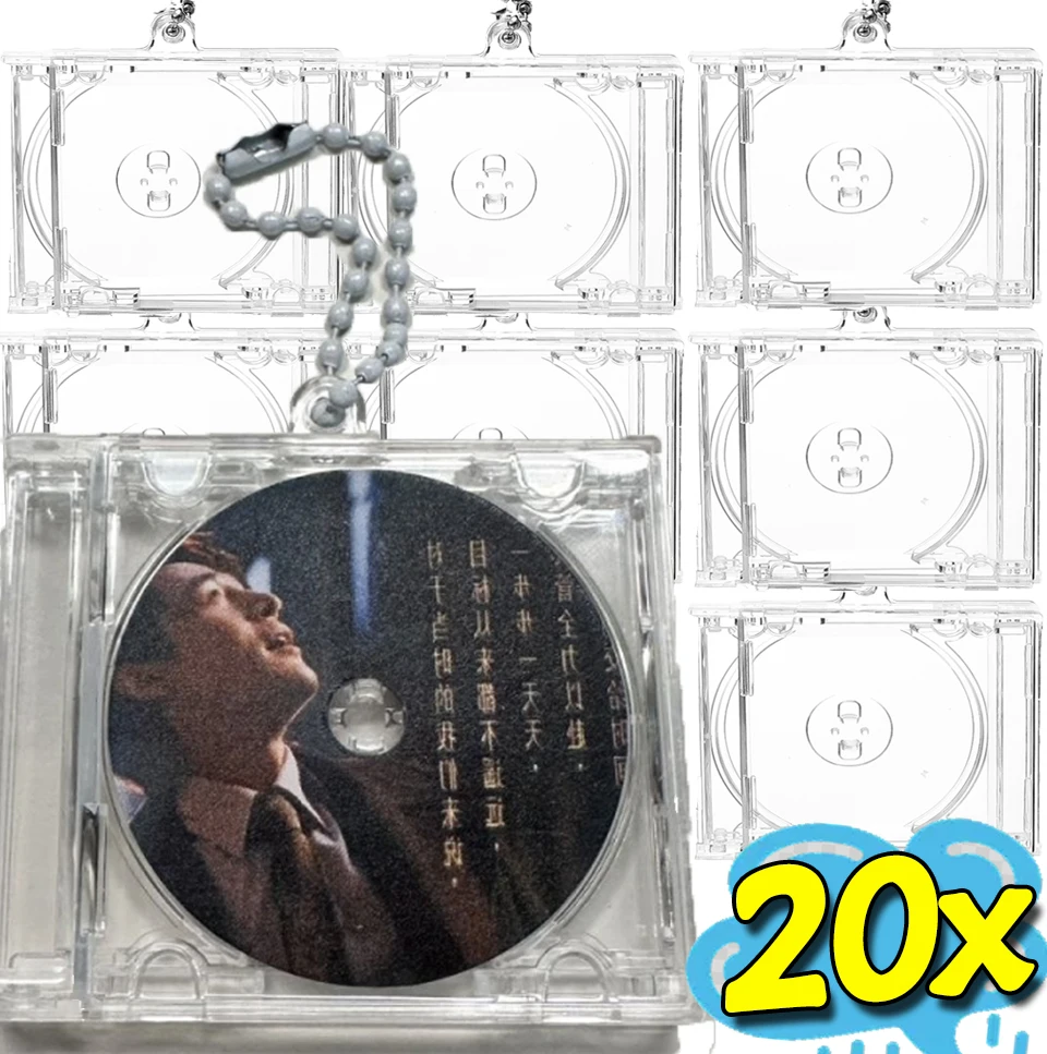 Mini CD Blank Album Case Keychain Transparent CD Shaped Peripheral Keyring Pendant for DIY Backpack Pendant Hanging Decoration