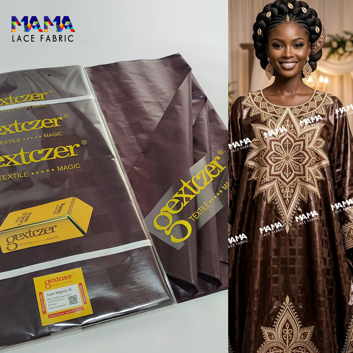 

Classic Chocolate Color Basin Riche Fabric For Men Or Women Clothing DIY Sewing High Quality African Guniea Soft Basin Material