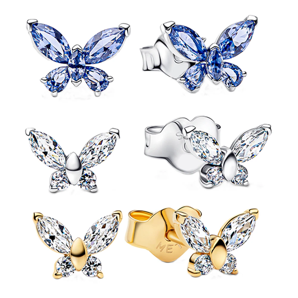

Elegant 925 Blue&White Zircon Butterfly Earrings Handmade Women's Jewelry