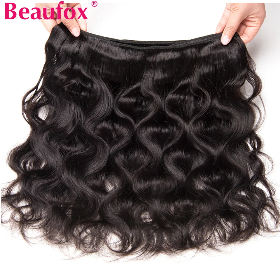 Mechones Body Wave Beaufox, tejido brasileño, 1/3/4 piezas, cabello humano, negro natural o jet black, 8-30 pulgadas, extensiones Remy 5