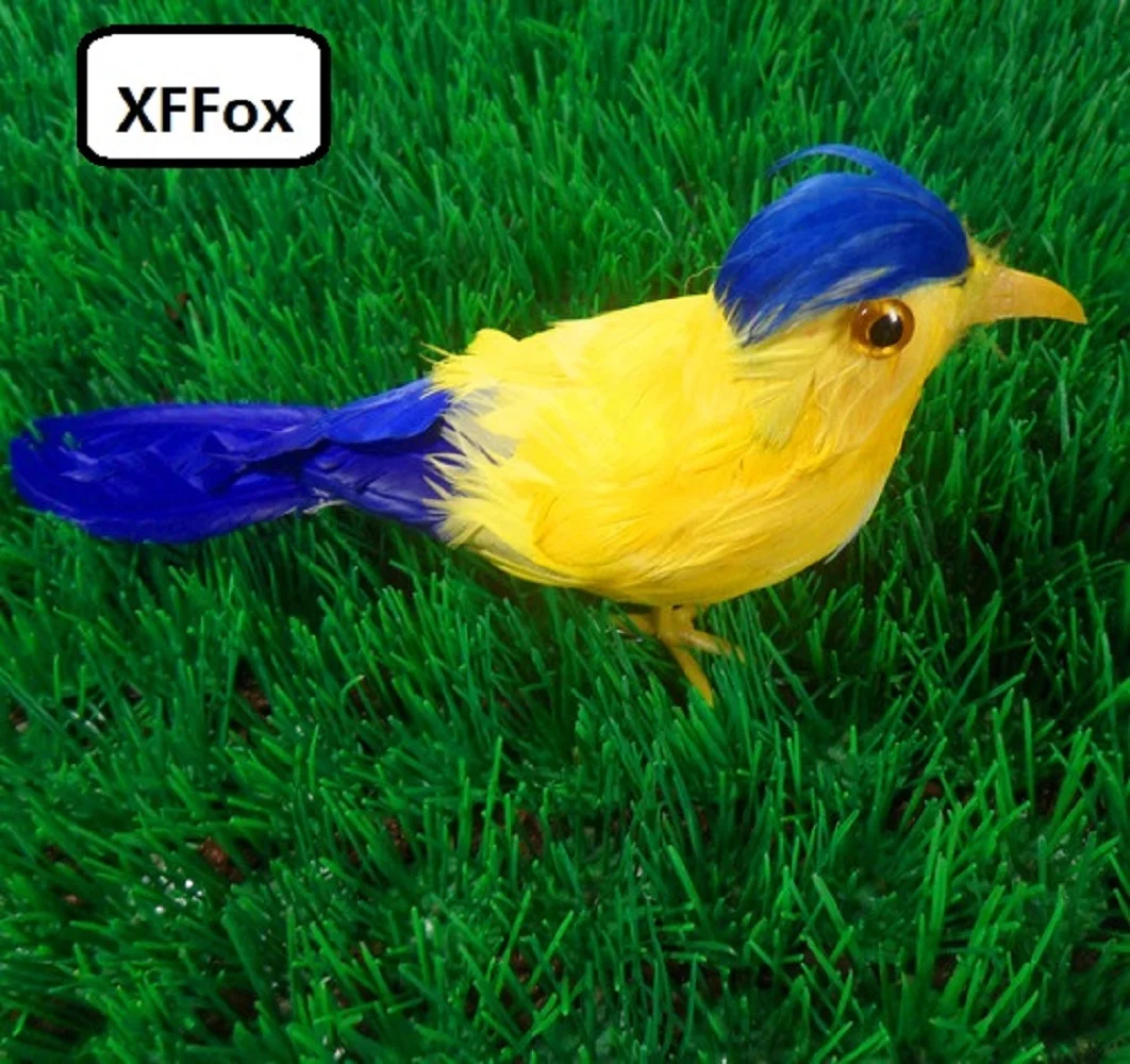 

cute real life blue&yellow bird model foam&feather simulation bird gift about 22cm xf0879