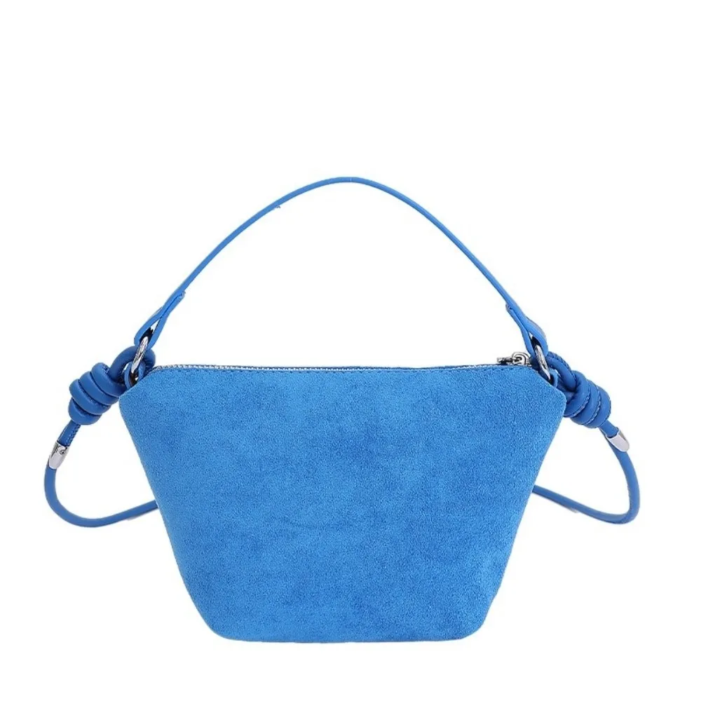 

Casual Korean Suede Handbags Candy Color Leisure Frosted Shoulder Purse Zipper Small Crossbody Bags Women