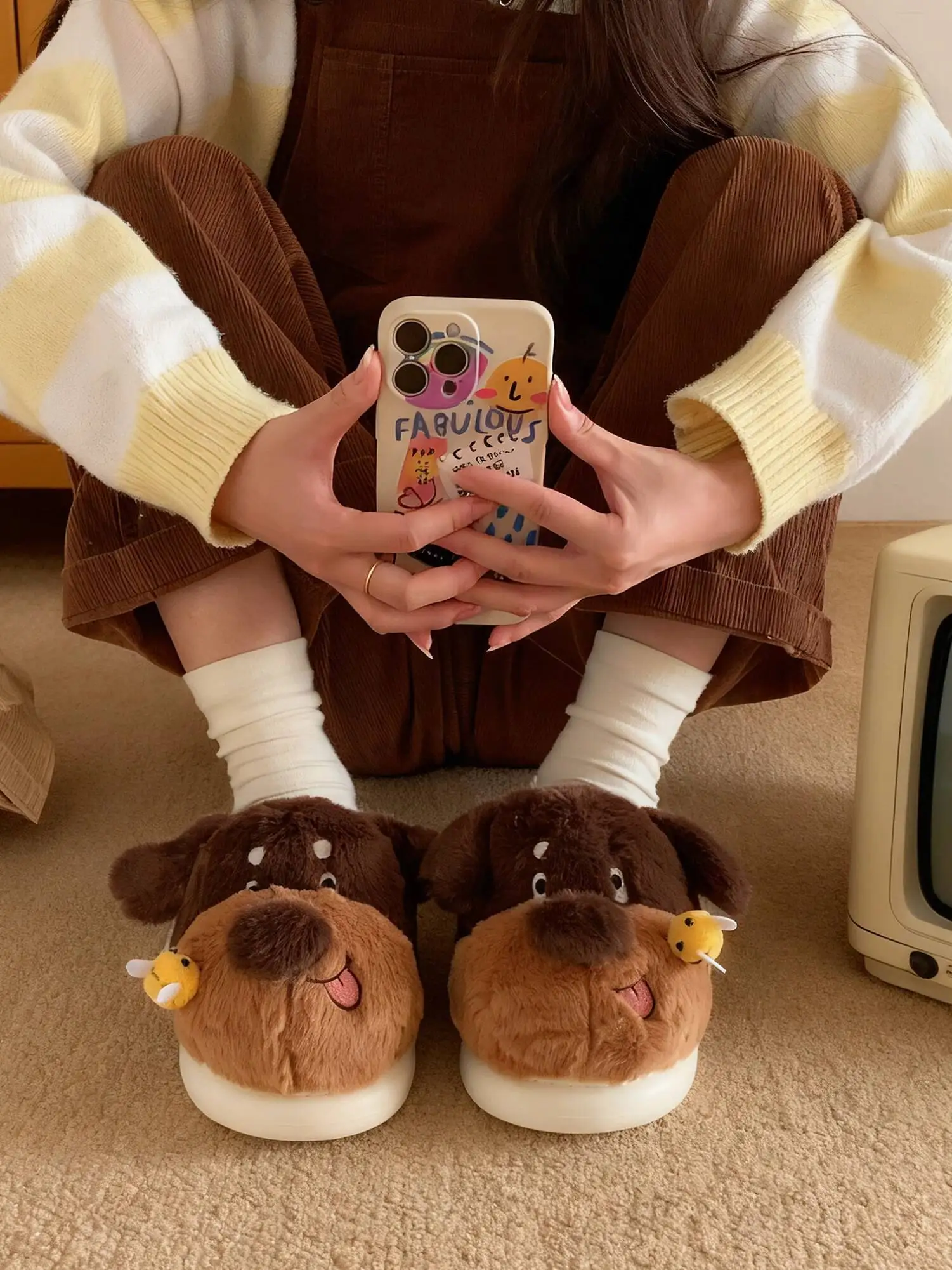 

Unsiex Puppy Home Slippers 2025 Autumn Winter Couple's Cute Dog Slippers Design Non Slip Plush Household Shoes For Men & Women