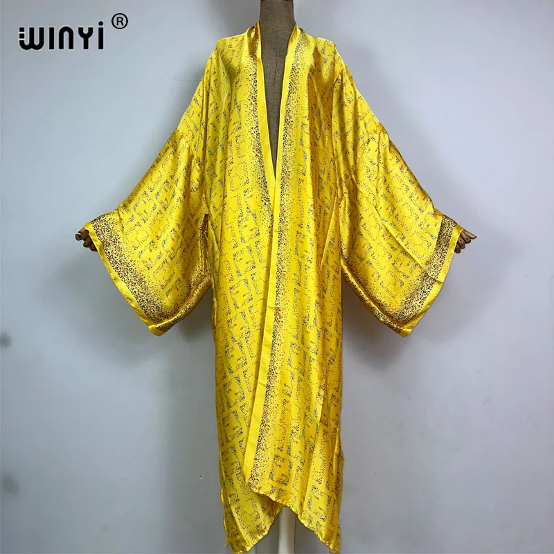 WINYI afryka letni nadruk plażowy czeski długi kardigan kaftan vestidos na co dzień Boho Maxi strój kąpielowy kobieta 2023 kimono